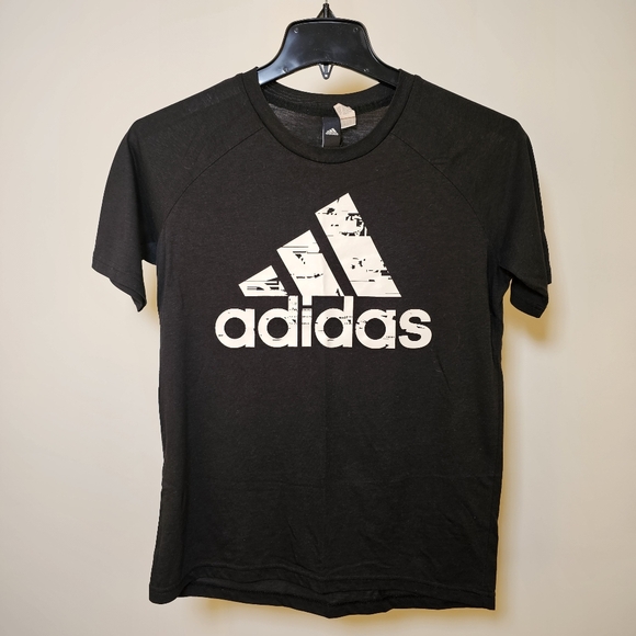 Adidas black moisture wicking knit raglan sleeve t-shirt women size XS US - Picture 2 of 7